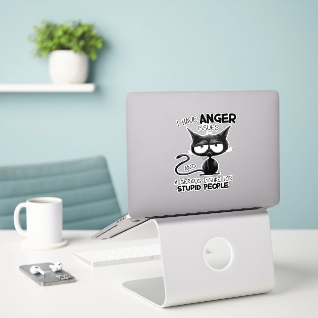 I Have Anger Issues Funny Cat Lover Gift  Aufkleber (Laptop auf Schreibtisch)