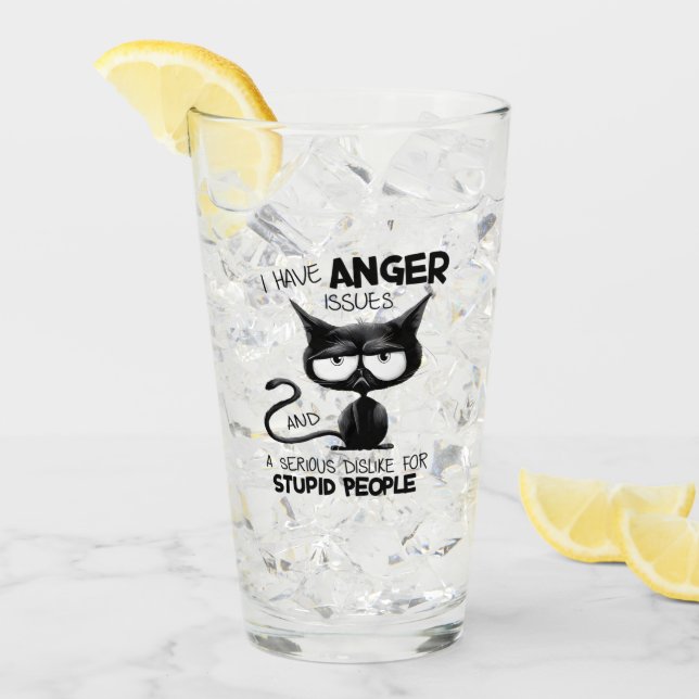 I Have Anger Issues Funny Cat Lover Gift  Glas (Vorderseite Ice)