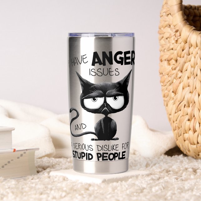 I Have Anger Issues Funny Cat Lover Gift  Thermobecher (Wohnzimmer (gedreht))