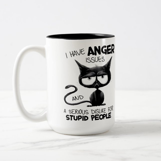 I Have Anger Issues Funny Cat Lover Gift  Zweifarbige Tasse (Links)