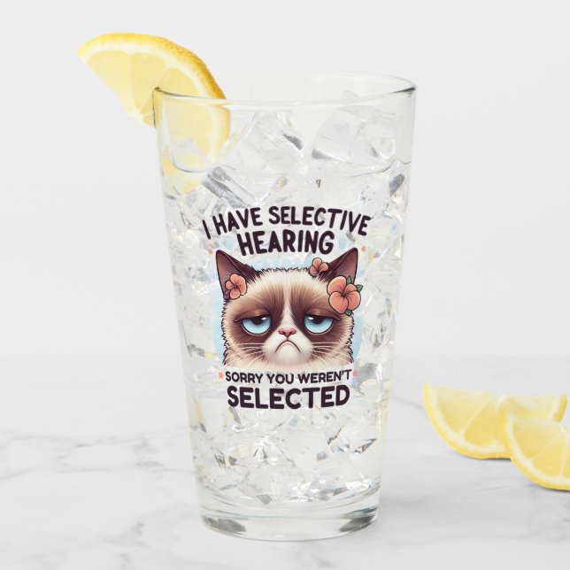 I Have Selective Hearing Funny Cat Lover Gift  Glas (Vorderseite Ice)