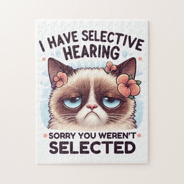 I Have Selective Hearing Funny Cat Lover Gift  Puzzle (Vertikal)
