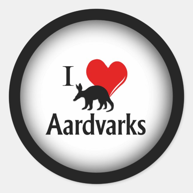 I Heart Aardvarks Runder Aufkleber (Vorderseite)