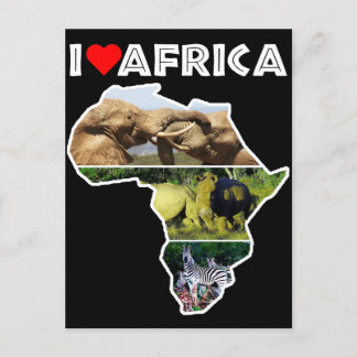 I Heart Africa Wildlife Collage Postcard Postkarte