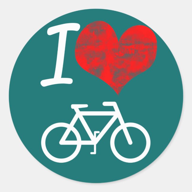 I Heart Bike Runder Aufkleber (Vorderseite)