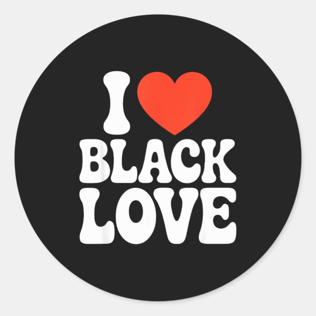 I Heart Black Love Couple Matching Couples African Runder Aufkleber (Vorderseite)