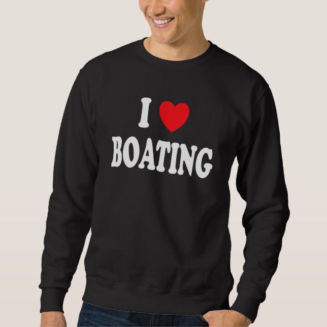 I Heart Boating Retro Boating Sweatshirt (Vorderseite)