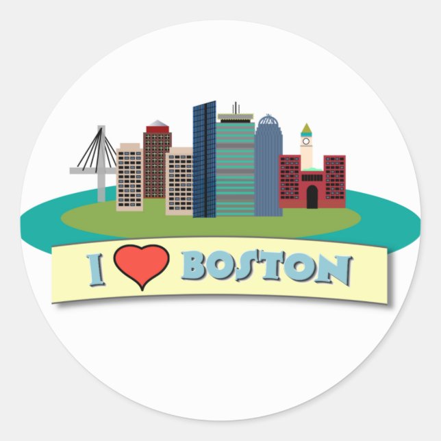 I Heart Boston Runder Aufkleber (Vorderseite)