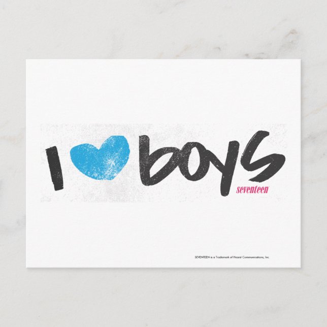 I Heart Boys Aqua Postkarte (Vorderseite)
