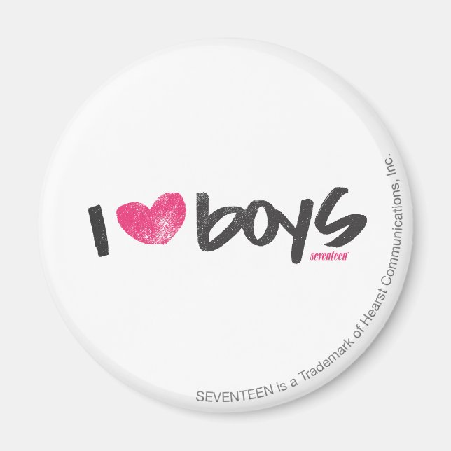 I Heart Boys Magenta Magnet (Vorne)