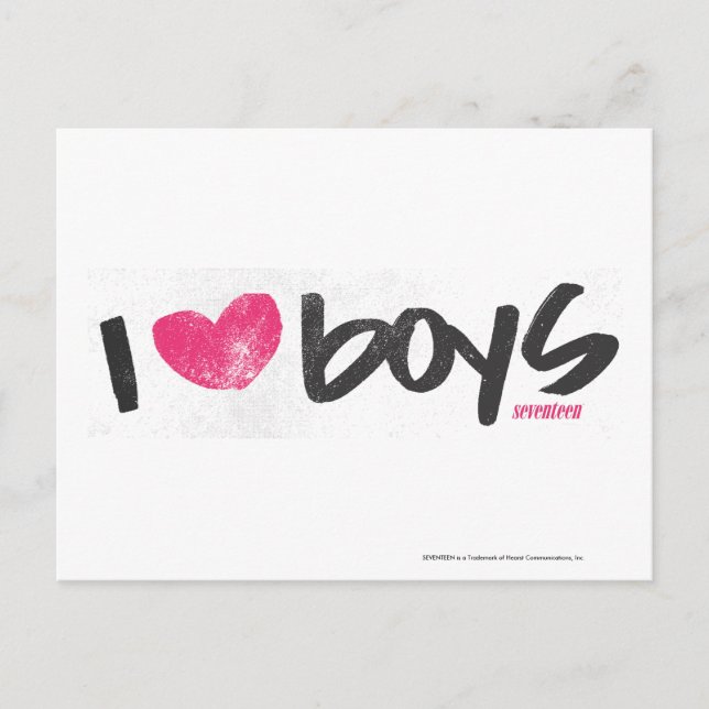 I Heart Boys Magenta Postkarte (Vorderseite)