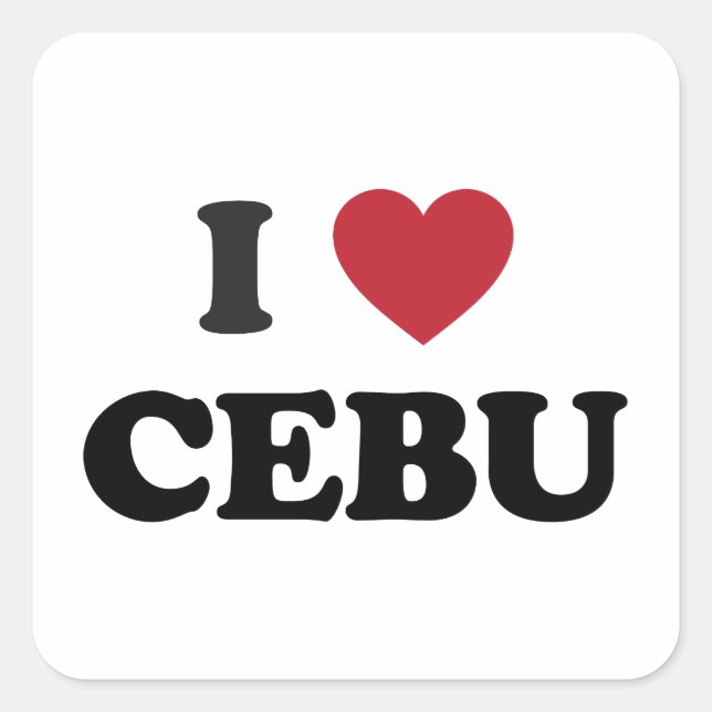 I Heart Cebu Philippinen Quadratischer Aufkleber (Vorderseite)