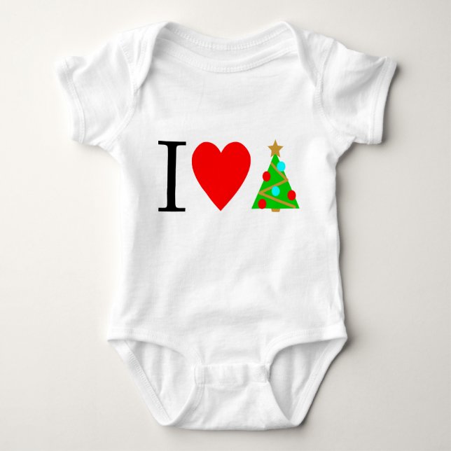 I Heart Christmas Tree Baby Anzug Baby Strampler (Vorderseite)