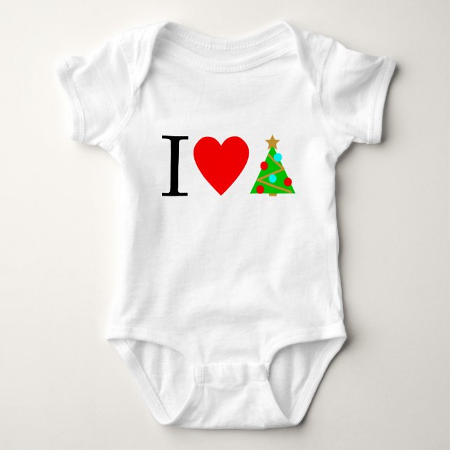 I Heart Christmas Tree Baby Anzug Strampler (Vorderseite)