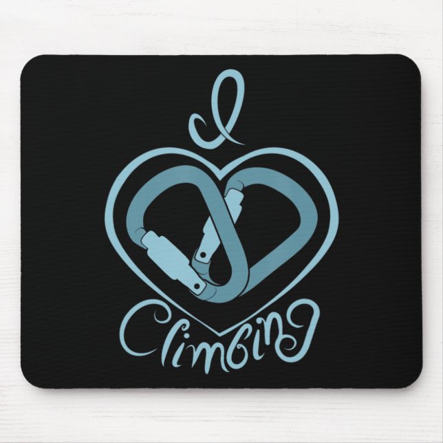 I Heart Climbing (Carabiner) Spaß Rock Klettern Mousepad (Vorne)