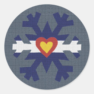 I Heart Colorado Flag Snowflake Runder Aufkleber