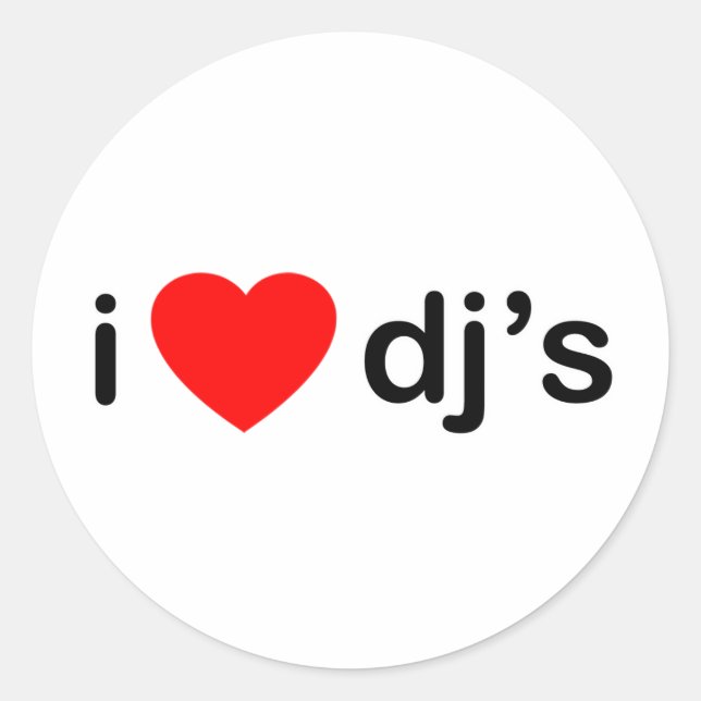 I Heart DJs Runder Aufkleber (Vorderseite)