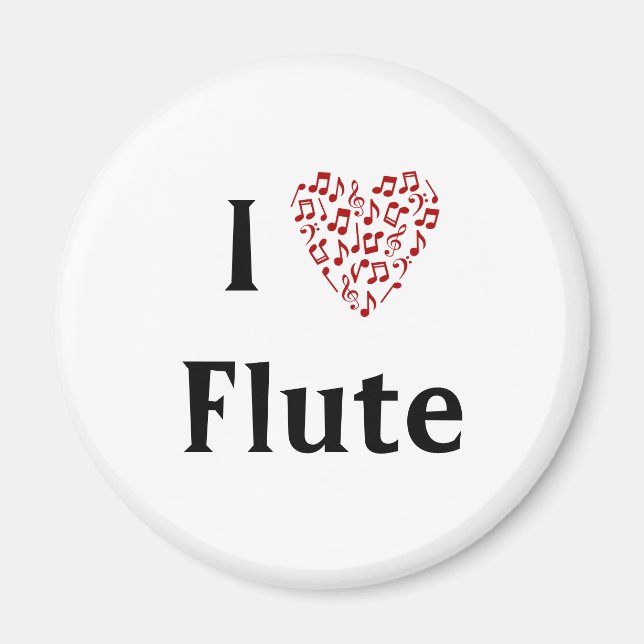 I Heart Flute - Musikinstrument Magnet (Vorne)