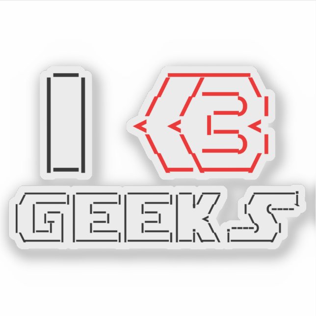 I Heart Geeks ASCII ART Aufkleber (Vorderseite)