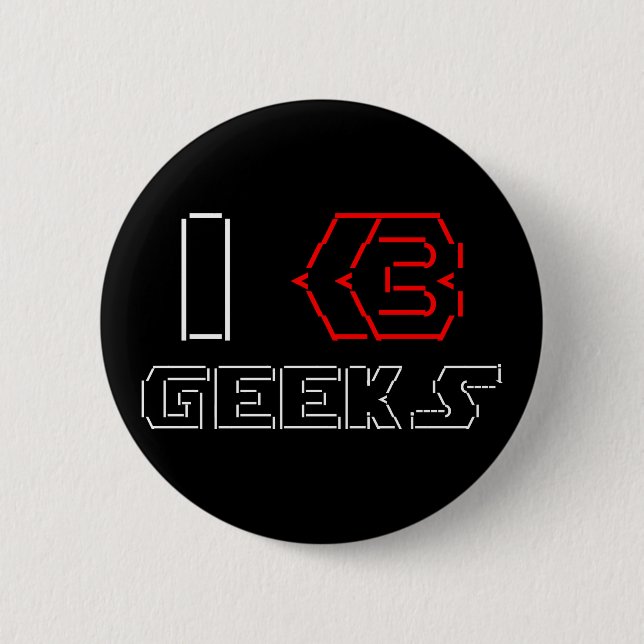 I Heart Geeks ASCII ART Button (Vorderseite)