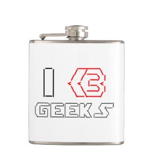 I Heart Geeks ASCII ART Flachmann