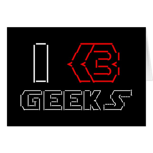 I Heart Geeks ASCII ART Grußkarte (Vorderseite (Horizontal))