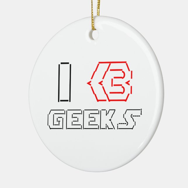 I Heart Geeks ASCII ART Keramik Ornament (Links)