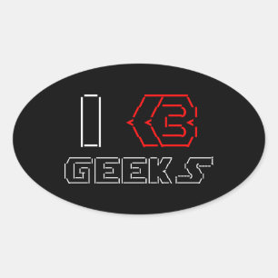 I Heart Geeks ASCII ART Ovaler Aufkleber