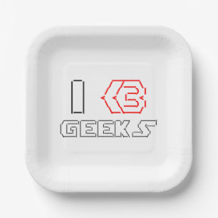 I Heart Geeks ASCII ART Pappteller