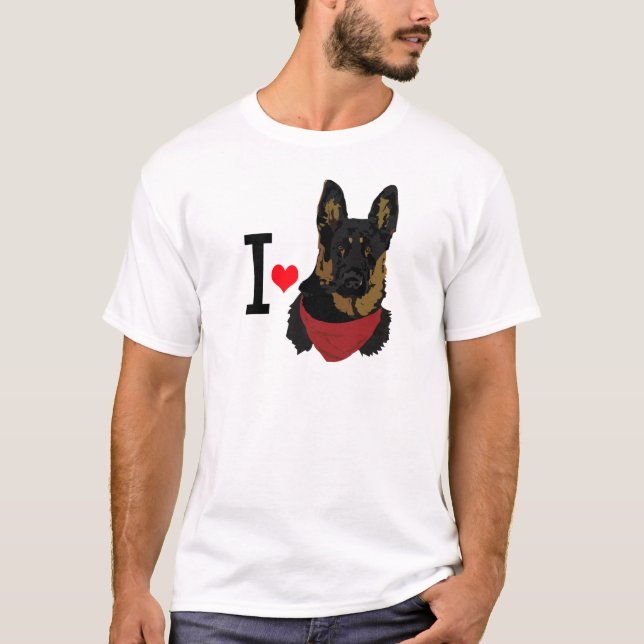 I Heart German Shepherd I Liebe Schäfer T-Shirt (Vorderseite)
