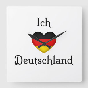 "I Heart Germany" Niedlicher deutscher Prix Quadratische Wanduhr