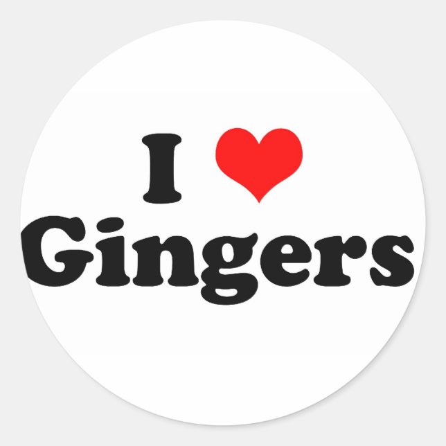 I Heart Gingers Runder Aufkleber (Vorderseite)