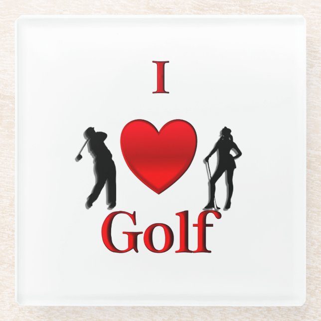 I Heart Golf Glasuntersetzer (Vorderseite)