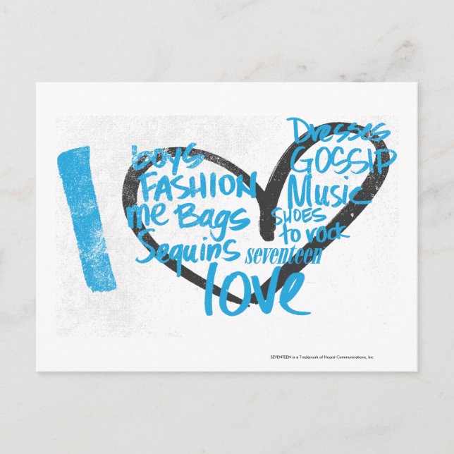 I Heart Graffiti Aqua Postkarte (Vorderseite)