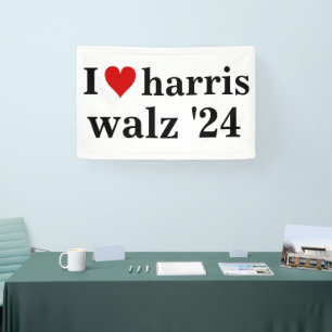 i heart harris walz 2024 Präsident Banner