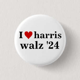 i heart harris walz 2024 Präsident Button