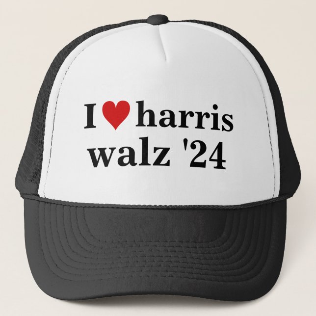i heart harris walz 2024 Präsident Truckerkappe (Vorderseite)