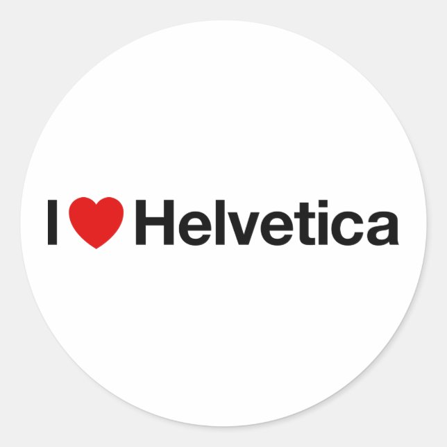 I heart Helvetica Runder Aufkleber (Vorderseite)
