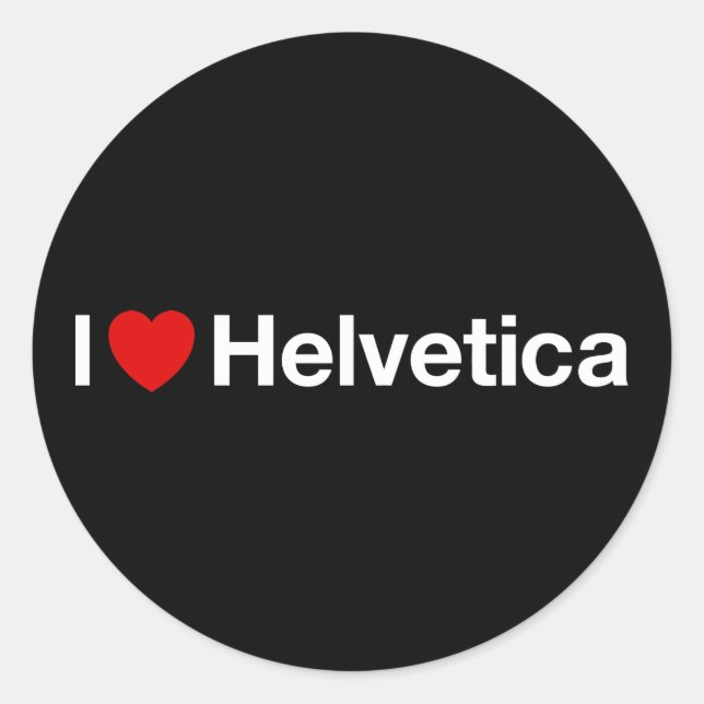 I heart Helvetica Runder Aufkleber (Vorderseite)