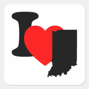 I Heart Indiana Quadratischer Aufkleber