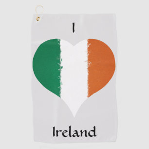 I Heart Ireland Irish Heritage Tricolor Flag Golfhandtuch