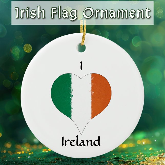 I Heart Ireland Irish Tricolor Flag Keramik Ornament (Irish Flag Ornament Heart Shaped Flag)