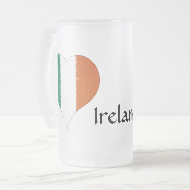 I Heart Ireland Irish Tricolor Flag Mattglas Bierglas (Vorderseite Links)