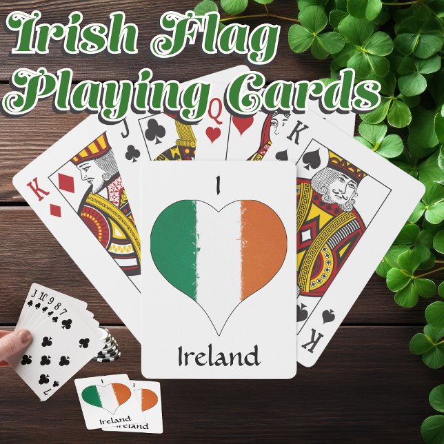 I Heart Ireland Irish Tricolor Flag Spielkarten (Irish Flag Playing Cards, bring these to the Irish pub on St. Patrick's Day.)