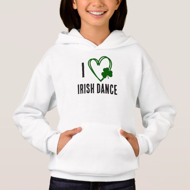 I Heart Irish Dance - Green Heart with Kleeblatt Hoodie (Vorderseite)