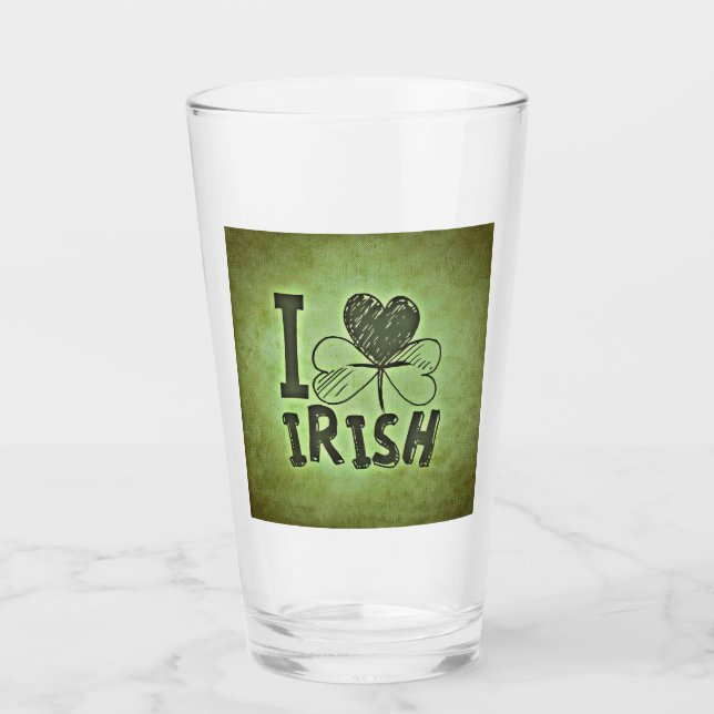 I Heart Irish Kleeblatt St Patricks Day Beer Pint Glas (Vorderseite)