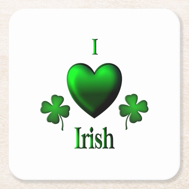 I Heart Irish Rechteckiger Pappuntersetzer (Vorderseite)