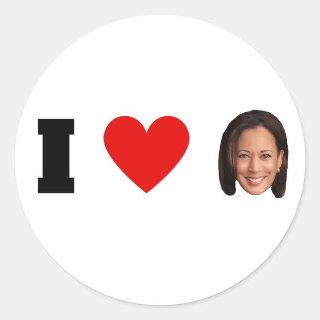 I Heart Kamala Harris Runder Aufkleber (Vorderseite)