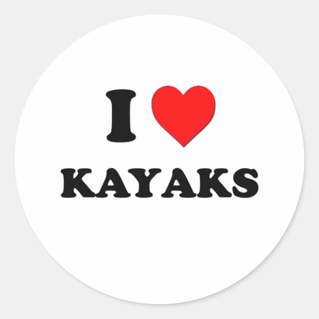 I Heart Kayaks Runder Aufkleber (Vorderseite)