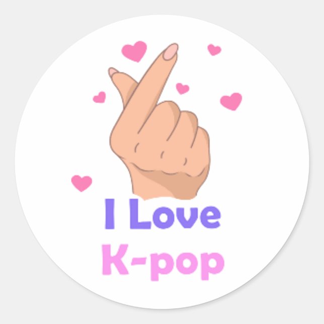 I Heart Kpop Runder Aufkleber (Vorderseite)